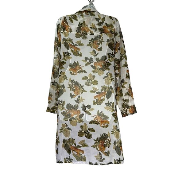 Live 4 Truth Women's Semi Sheer Tiger Print Long Sleeve Blouse Size S - Picture 4 of 8